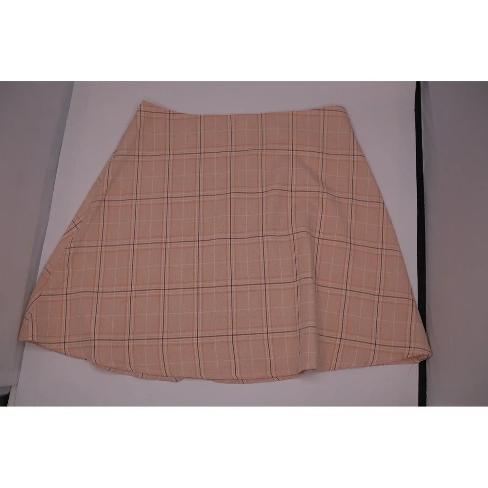 Princess Polly Checkered A‎ Line Mini Skirt Peach Tan Women's Size 10